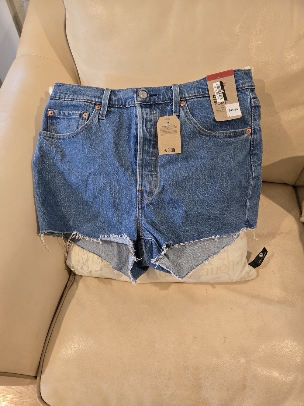 Denim High-Rise Cutoff Shorts - Blue